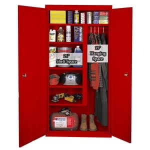 Pemberly Row Modern Industrial Office All Purpose Combination Cabinet in Red
