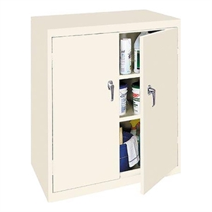 Pemberly Row Modern Industrial Office Counter High Cabinet in Almond
