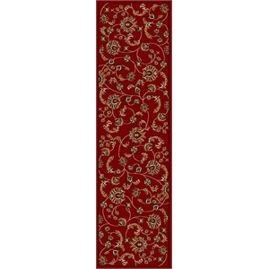 Pemberly Row Traditional 2'2&quot x 7'7&quot Rectangular Fabric Rug in Red