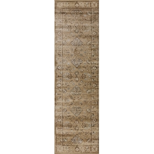 Pemberly Row Traditional 2'2&quot x 7'7&quot Rectangular Fabric Rug in Beige