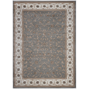 Pemberly Row Traditional 7'10&quot x 10'6&quot Rectangular Fabric Rug in Gray