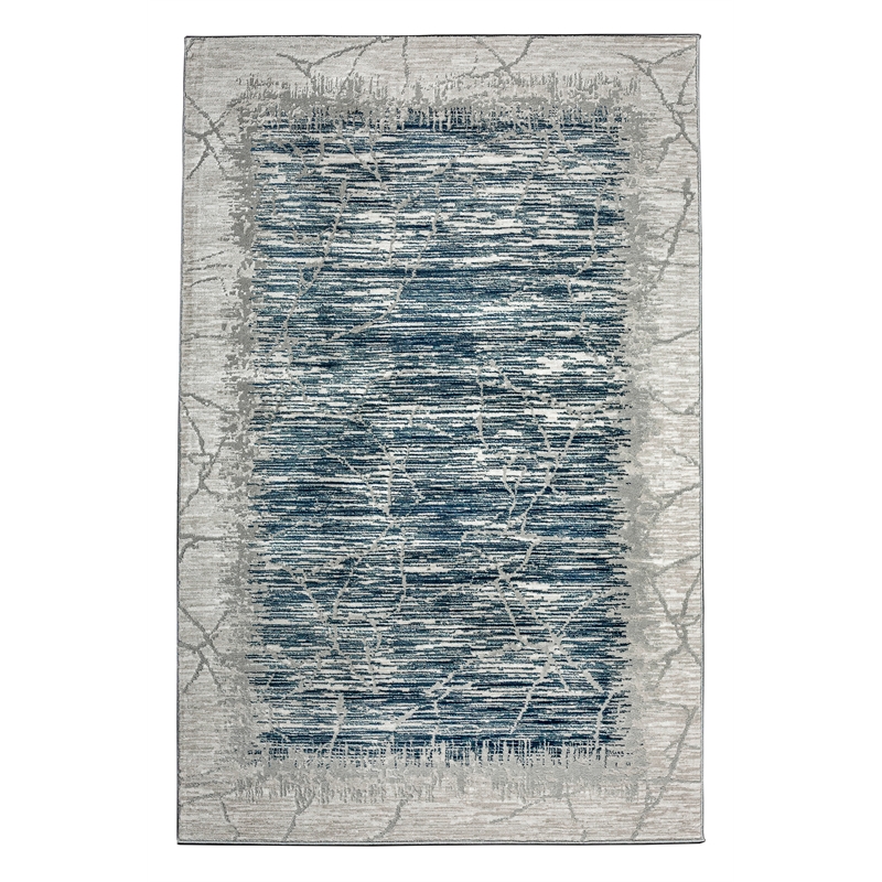 Pemberly Row Polyester Transitional Crackled Blue 5x8 Area Rug