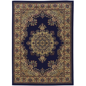 Pemberly Row Traditional 3'3&quot x 4'11&quot Rectangular Fabric Rug in Blue