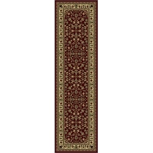 Pemberly Row Traditional 2'2&quot x 7'7&quot Rectangular Fabric Rug in Burgundy Red