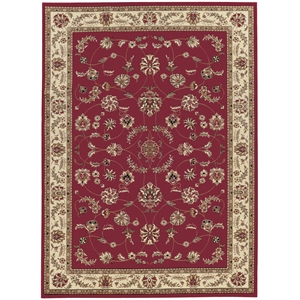 Pemberly Row Traditional 3'3&quot x 4'11&quot Rectangular Fabric Rug in Red