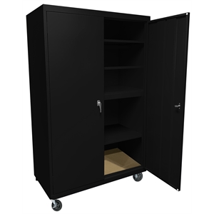 Pemberly Row Modern Industrial Office Mobile Storage Cabinet in Black