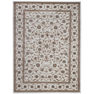 Pemberly Row Traditional 5'3&quot x 7'3&quot Rectangular Fabric Rug in Bone White
