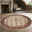 Pemberly Row Traditional 8' x 8' Circular Fabric Rug in Ivory