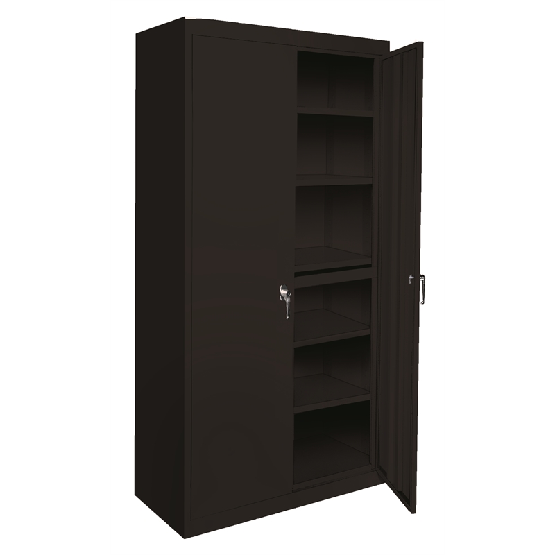 Pemberly Row Modern Industrial Office Adjustable Storage Cabinet in Black