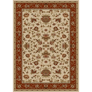 Pemberly Row Traditional 5'5&quot x 7'7&quot Rectangular Fabric Rug in Ivory