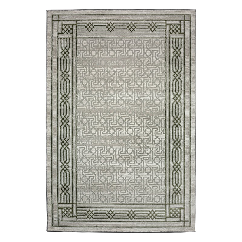 Pemberly Row Polyester Transitional BordeRed Green 8x10 Area Rug