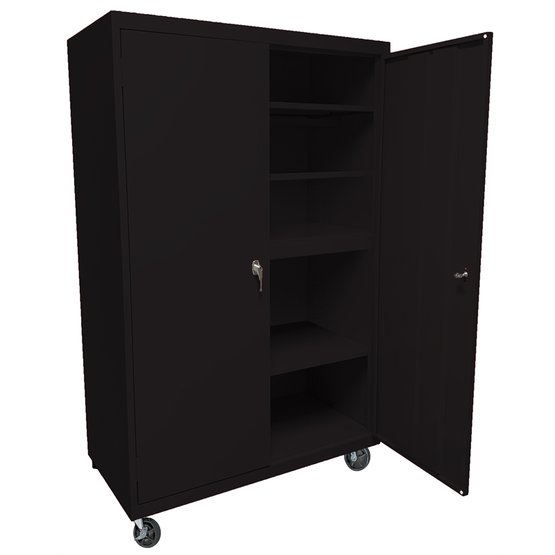 Pemberly Row Modern Industrial Office Mobile Storage Cabinet in Black