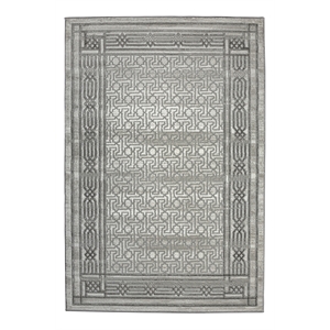 Pemberly Row Polyester Transitional BordeRed Gray 5x8 Area Rug