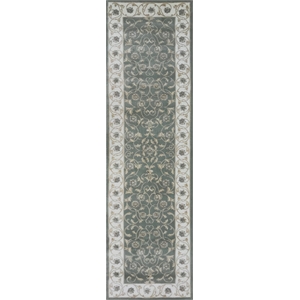 Pemberly Row Traditional 2'2&quot x 7'7&quot Rectangular Fabric Rug in Green