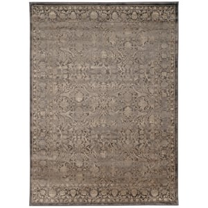 Pemberly Row Traditional 7'10&quot x 10'6&quot Rectangular Fabric Rug in Brown
