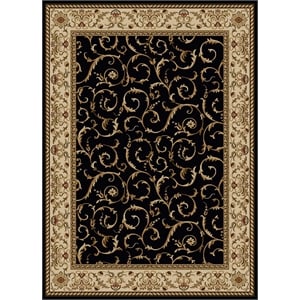Pemberly Row Polyester Traditional 3'3&quot x 4'11&quot Oriental Rug in Black