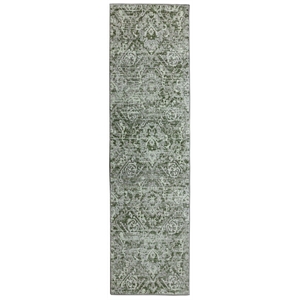 Pemberly Row Polyester Transitional Abstract Green Runner Area Rug
