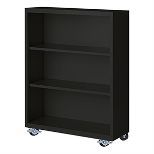 Pemberly Row Modern Industrial Office Mobile Bookcase in Black