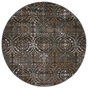 Pemberly Row Traditional 5'3&quot x 5'3&quot Circular Fabric Rug in Brown