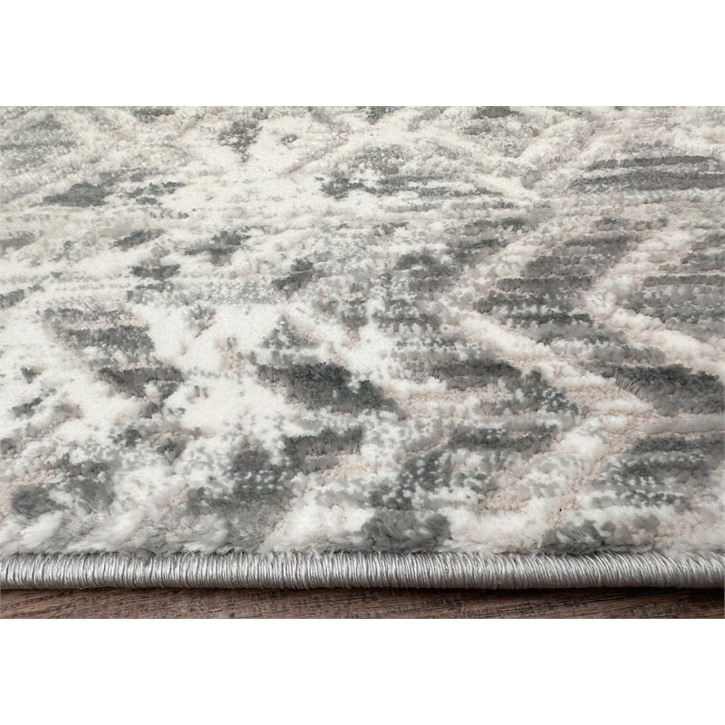 Pemberly Row Polyester Transitional Geometric Gray 5x8 Area Rug