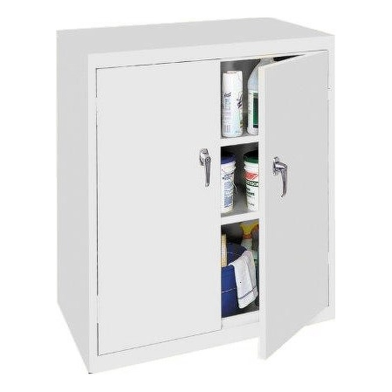 Pemberly Row Modern Industrial Office Counter High Cabinet in White