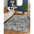 Pemberly Row Polyester Transitional Floral Blue 8x10 Area Rug