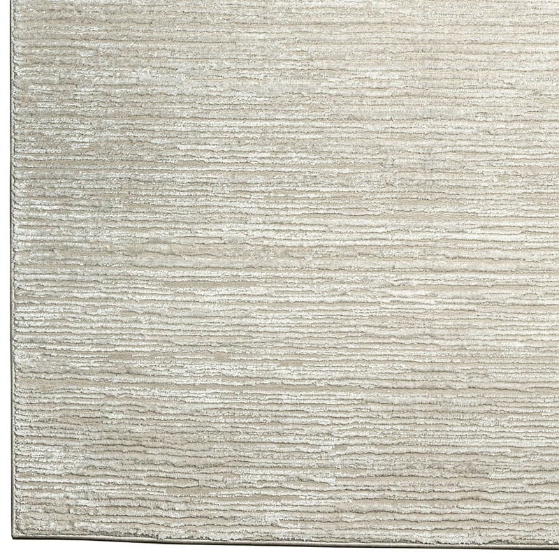 Pemberly Row Polyester Transitional Striated Beige 5x8 Area Rug