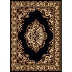 Pemberly Row Traditional 7'9&quot x 11' Rectangular Fabric Rug in Black