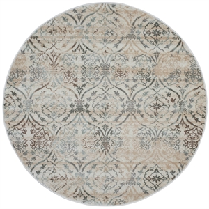 Pemberly Row Traditional 5'3&quot x 5'3&quot Circular Fabric Rug in Bone White