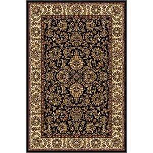 Pemberly Row Traditional 3'3&quot x 5'4&quot Rectangular Fabric Rug in Black