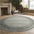 Pemberly Row Polyester Transitional BordeRed Green 8' Round Area Rug