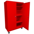 Pemberly Row Modern Industrial Office Mobile Storage Cabinet in Red