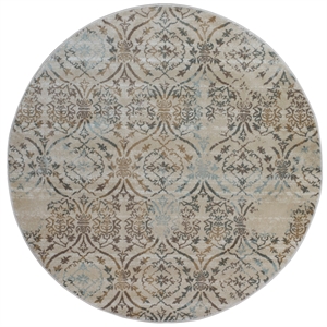 Pemberly Row Traditional 5'3&quot x 5'3&quot Circular Fabric Rug in Beige