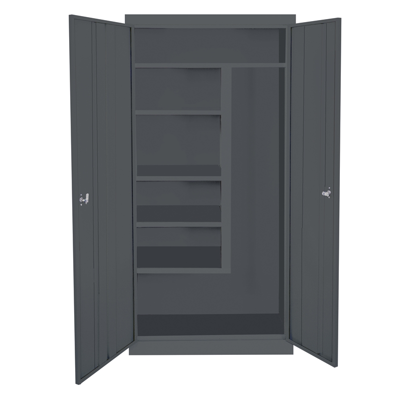 Pemberly Row Modern Industrial Office Janitorial Cabinet in Charcoal