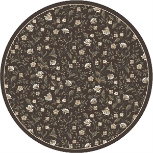Pemberly Row Traditional 5'3&quot x 5'3&quot Circular Fabric Rug in Brown