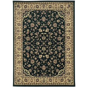 Pemberly Row Traditional Floral 7'9&quot x 11' Polypropylene Area Rug in Black