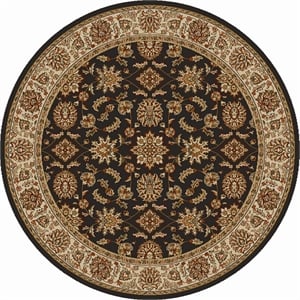 Pemberly Row Traditional 8' x 8' Circular Fabric Rug in Brown