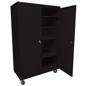 Pemberly Row Modern Industrial Office Mobile Storage Cabinet in Black