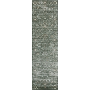 Pemberly Row Traditional 2'2&quot x 7'7&quot Rectangular Fabric Rug in Green