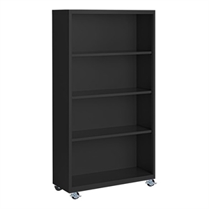 Pemberly Row Modern Industrial Office Mobile Bookcase in Black