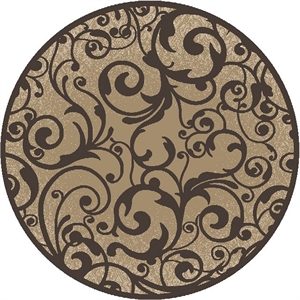 Pemberly Row Traditional 7'10&quot x 7'10&quot Circular Fabric Rug in Beige