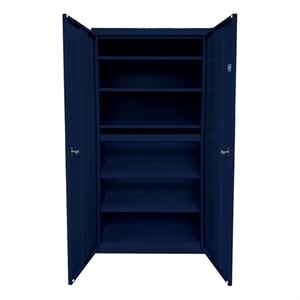 Pemberly Row Modern Industrial Office 5 Adjustable Shelves Storage in Navy