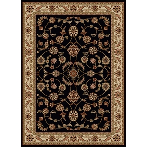 Pemberly Row Oriental Floral 7'9&quot x 11' Polypropylene Area Rug in Black