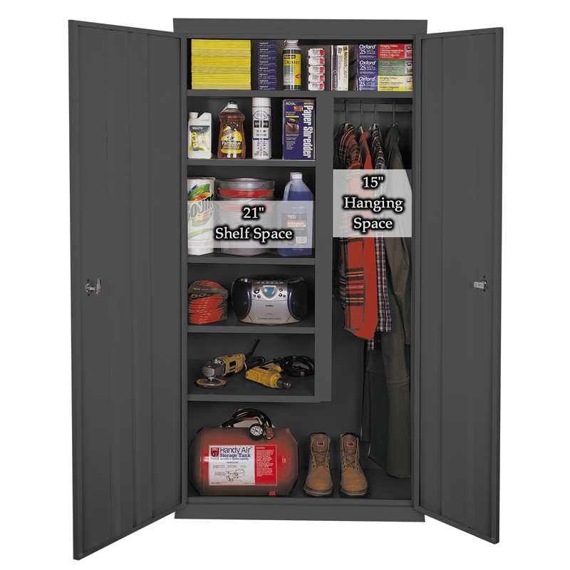 Pemberly Row Industrial Office All Purpose Combination Cabinet in Charcoal