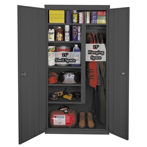Pemberly Row Industrial Office All Purpose Combination Cabinet in Charcoal