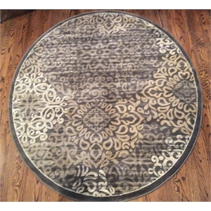 Pemberly Row Traditional 7'10&quot x 7'10&quot Circular Fabric Rug in Brown