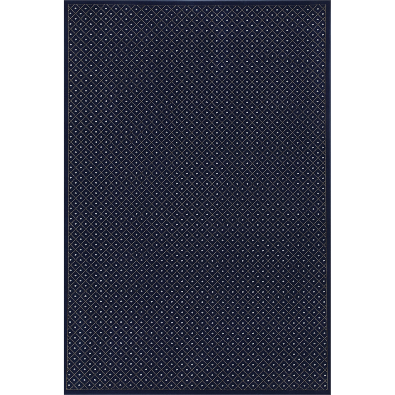Pemberly Row Geometric 7'9 x 11' Polypropylene Area Rug in Navy Blue