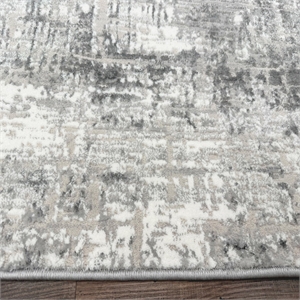 Pemberly Row Polyester Transitional Striated Gray 5' Round Area Rug