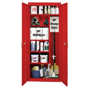 Pemberly Row Modern Industrial Office Janitorial Cabinet in Red