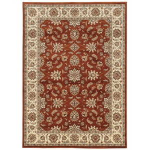 Pemberly Row Traditional 5'5&quot x 7'7&quot Rectangular Fabric Rug in Red